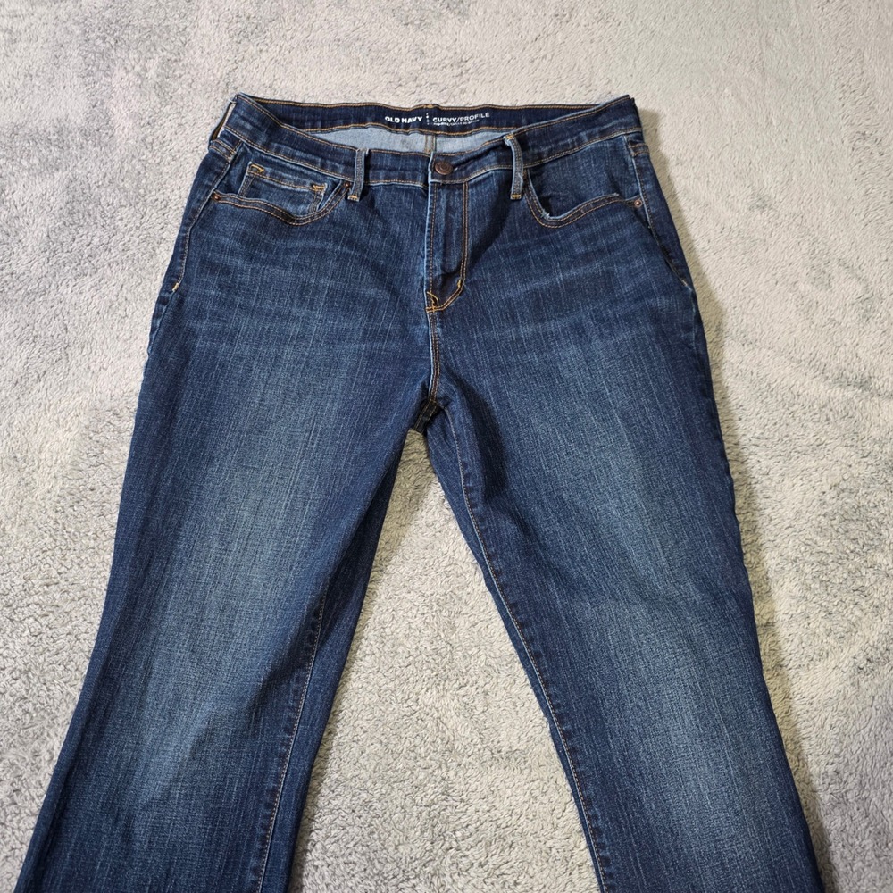 Old Navy Womens 12 Curvy Profile Mid-Rise Bootcut Jeans Dark Wash Stretch Denim